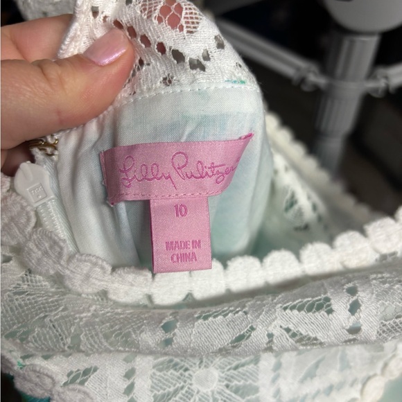 Lilly Pulitzer Sofia Lace Shift Dress in Lagoon Green Wave Rider - Picture 5 of 7